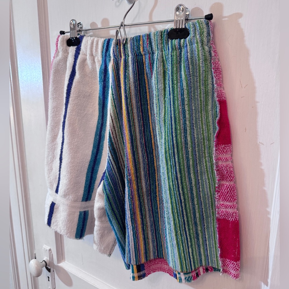 Vintage High Waist Terry Cloth Shorts Handmade Beach Towel Coverup Large - Picture 6 of 8